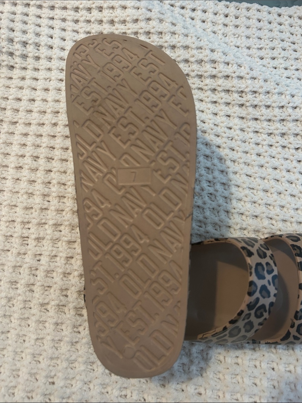 Old Navy Leopard Print Double-Strap Slide Sandals - Tan/Black - Picture 3 of 3